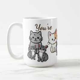 You're Purr-fect Animated Cat and Hearts  コーヒーマグカップ