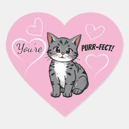 You're Purr-fect Animated Cat and Hearts Pink ハートシール