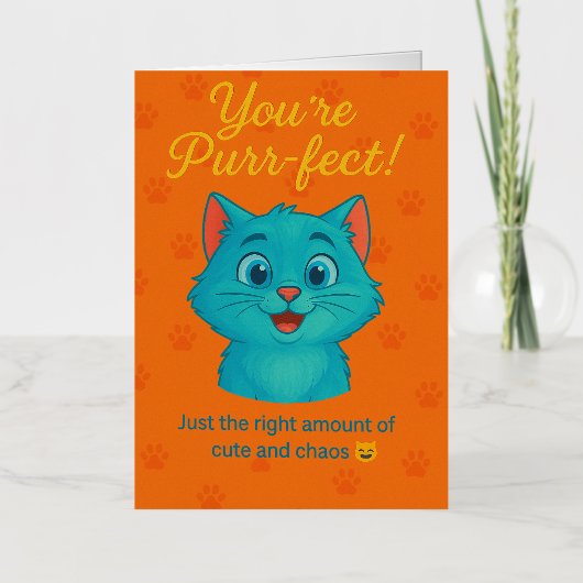 You're Purr-fect – Cute Cat Greeting Card 箔グリーティングカード (正面)