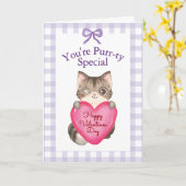 You're Purr-ty Special Kitty Cat Valentine's Day カード (黄色い花)