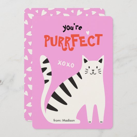 You're purrfect cat classroom valentine's day card シーズンカード (正面/裏面)
