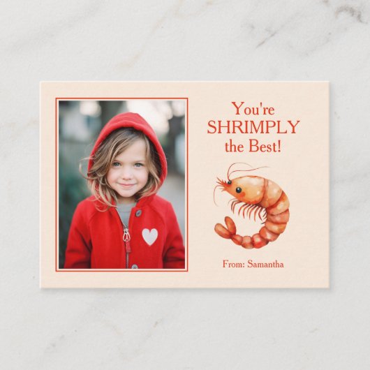 You're SHRIMPLY the Best Kids Valentine's ノートカード (正面)