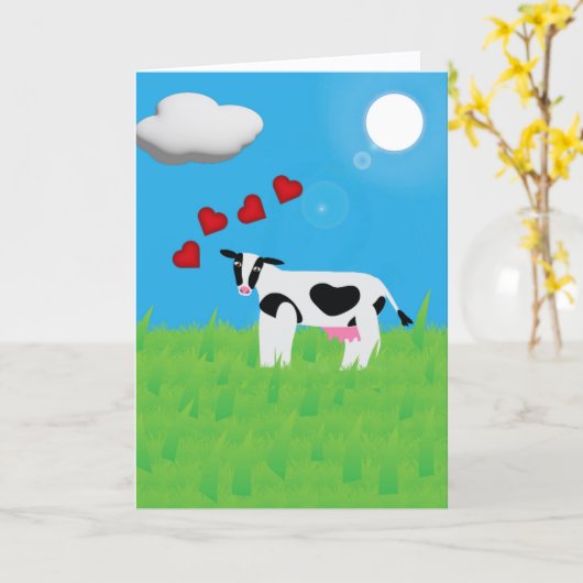 You're Simply MOO-velous Folded Greeting Card カード (黄色い花)