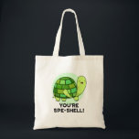 You're Spe-shell Funny Animal Tortoise Pun トートバッグ<br><div class="desc">You're Spe-shell Funny Animal Tortoise Pun features a cute tortoise waving and saying you're special. Perfect pun gift for family and friends who love cute animal tortoise puns.</div>