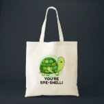 You're Spe-shell Funny Animal Tortoise Pun トートバッグ<br><div class="desc">You're Spe-shell Funny Animal Tortoise Pun features a cute tortoise waving and saying you're special. Perfect pun gift for family and friends who love cute animal tortoise puns.</div>
