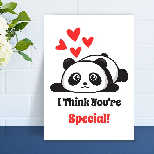 You're Special Cute Panda red hearts Printable  シーズンカード
