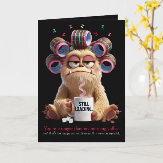 You're stronger than my Morning Coffee, Funny  カード (黄色い花)