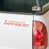 You're Supposed to be AntiFascist (Red on White) バンパーステッカー (トラック上)