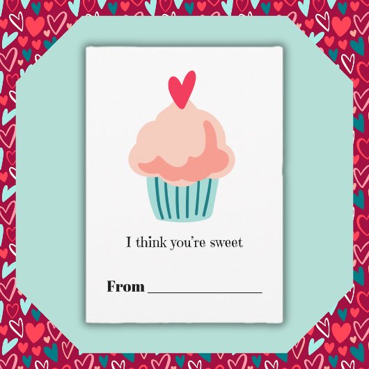 You're sweet pink cupcake Classroom Valentine シーズンカード
