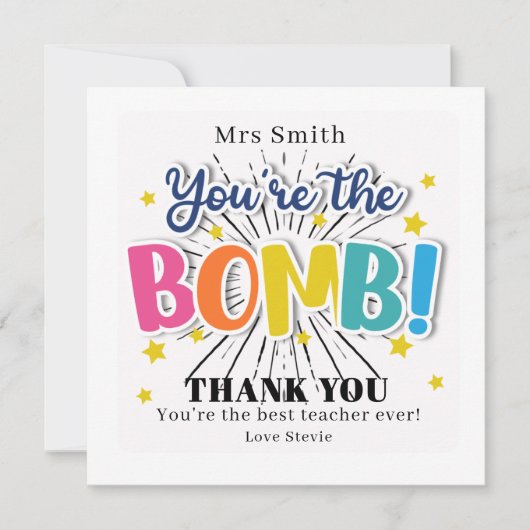 You're the Bomb Teacher Thank You Card | Funny  シーズンカード (正面)