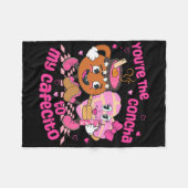 You're The Concha To My Cafecito Heart Mexican Val フリースブランケット (正面(横))