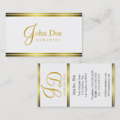 YourJobTitleのエレガントな白か金ゴールドは縞で飾ります 名刺 (正面/裏面)