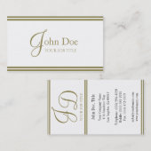 YourJobTitleのエレガントな白か金ゴールドは縞で飾ります 名刺 (正面/裏面)