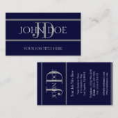 YourJobTitleのストライプな海軍 名刺 (正面/裏面)