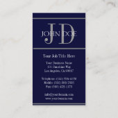 YourJobTitleのストライプな海軍 名刺 (裏面)