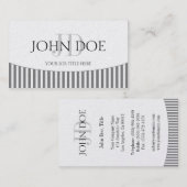 YourJobTitleのモノグラムの灰色のストライプかプラチナ紙 名刺 (正面/裏面)