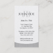 YourJobTitleのモノグラムの灰色のストライプかプラチナ紙 名刺 (裏面)