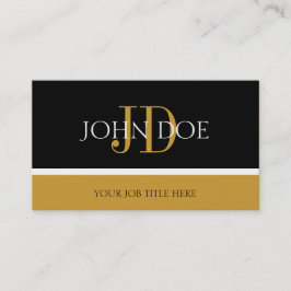 YourJobTitleのモノグラムの黒いですかイエロー・ゴールド 名刺