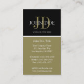 YourJobTitleのモノグラムの黒か金ゴールド 名刺 (裏面)