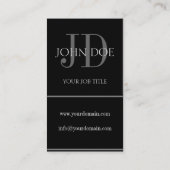 YourJobTitleの縦の黒 名刺 (裏面)