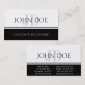 YourJobTitleの銀のストライプW/W Horiz 名刺 (正面/裏面)