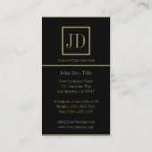 YourJobTitle! 黒または金ゴールドの正方形のモノグラムのプラク 名刺 (裏面)