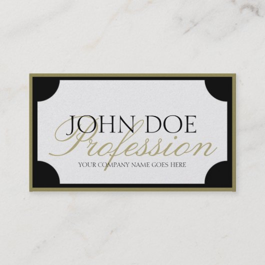YourJobTitle W/Bの金ゴールドのボーダーかカスタマイズ可能な原稿 名刺 (正面)