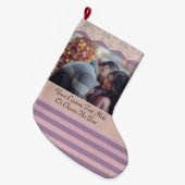 YourPic/文字パープルバラ金ゴールドストライプヴィンテージレース ラージクリスマスストッキング (正面 (吊り時))