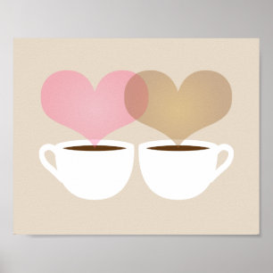Yours and Mine Coffee Mugs in Love Artプリント ポスター