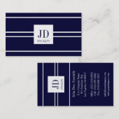 YourSpecialtyプラチナ濃紺のストライプのなペンダント 名刺 (正面/裏面)