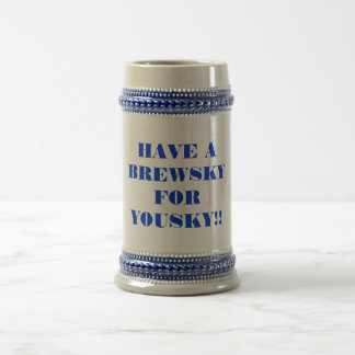YOUSKYのためのBREWSKYを持って下さい!! ビールジョッキ