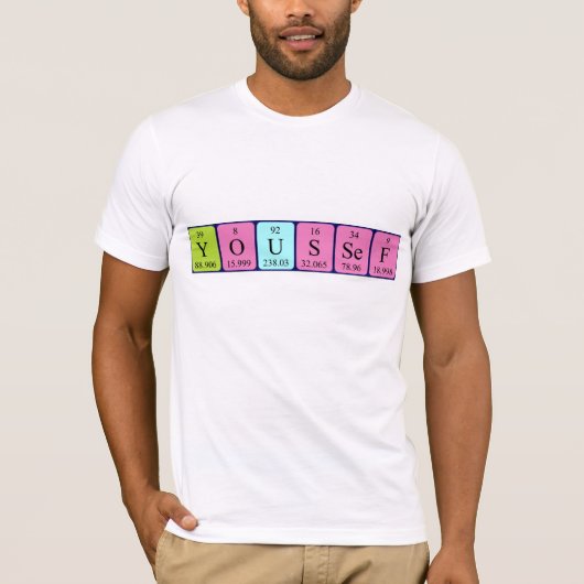 Youssef期別テーブル名のシャツ Tシャツ (正面)