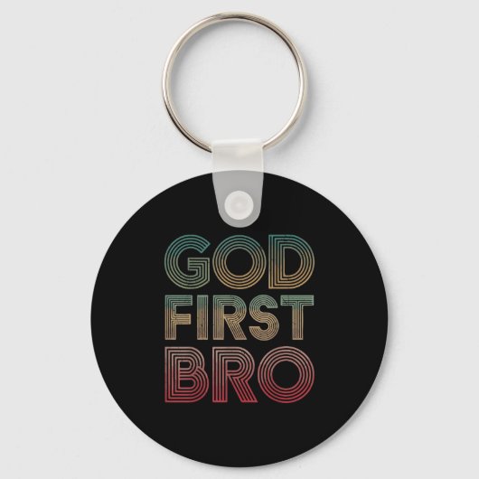 Youth Boy God First Bro Funny Christian God Brothe キーホルダー (正面)