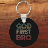 Youth Boy God First Bro Funny Christian God Brothe キーホルダー (正面)