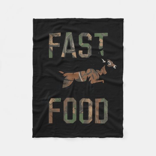 Youth Boys Camo Deer Hunting Fast Food Funny Hunti フリースブランケット (正面)