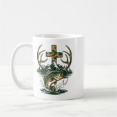 Youth Camo Faith Hunting Fishing Cross Fisherman C コーヒーマグカップ (左)
