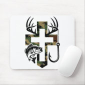 Youth Camo Faith Hunting Fishing Cross Hook Christ マウスパッド (マウス)