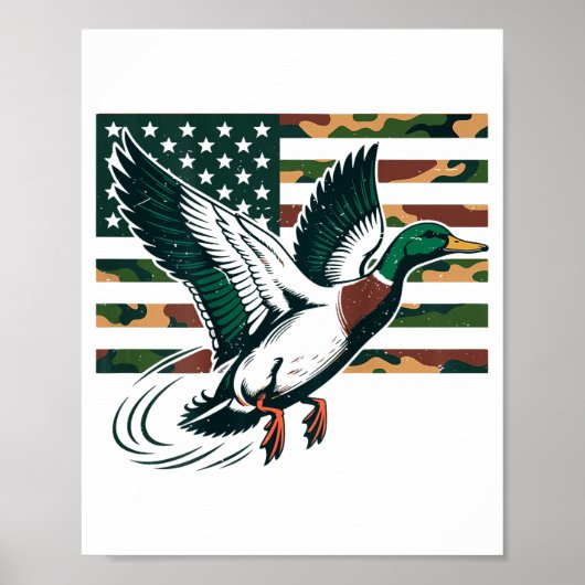 Youth Camo Mallard Duck Hunting Camouflage America ポスター (正面)