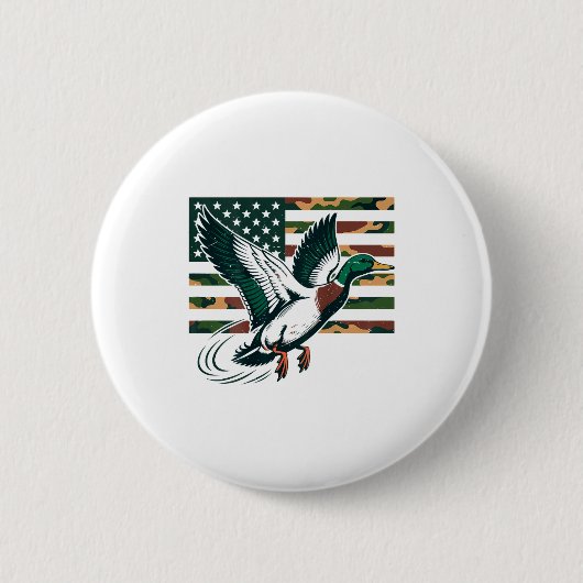 Youth Camo Mallard Duck Hunting Camouflage America 缶バッジ (正面)