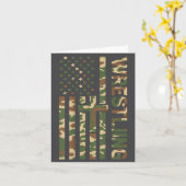 Youth Camo Wrestling American Flag Us Patriotic Bo カード (黄色い花)