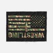 Youth Camo Wrestling American Flag Us Patriotic Bo フリースブランケット (正面(横))