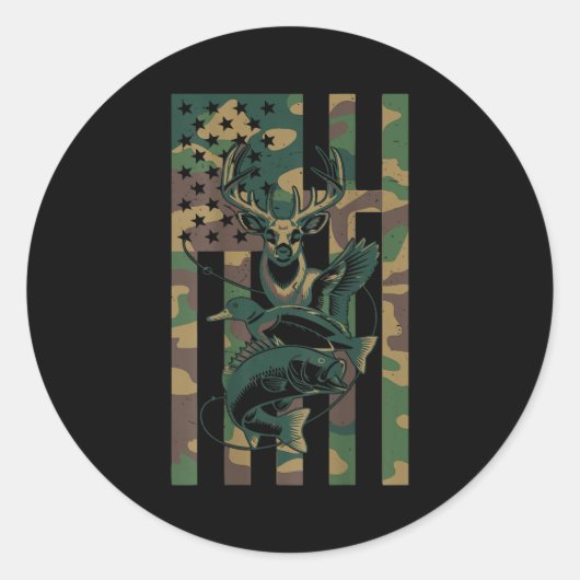 Youth Cross Camo Hunting Fishing B Deer Duck Camou ラウンドシール (正面)