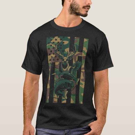 Youth Cross Camo Hunting Fishing B Deer Duck Camou Tシャツ (正面)
