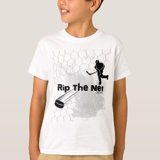 Youth Hockey Rip the Net Hockey Player New Tシャツ (正面)