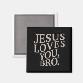 Youth Jesus Loves You Bro Funny Christian Boy Kids マグネット (正面/裏面)