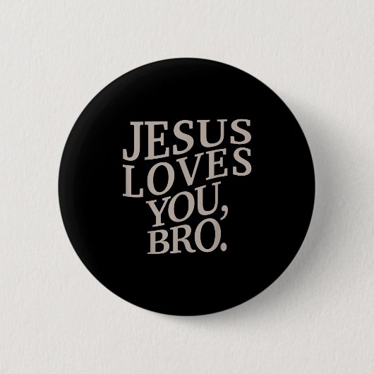 Youth Jesus Loves You Bro Funny Christian Boy Kids 缶バッジ (正面)
