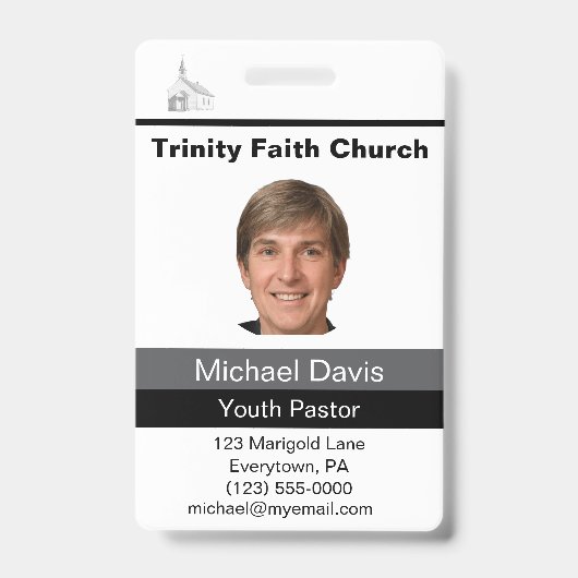 Youth Pastor Photo ID バッジ (正面)