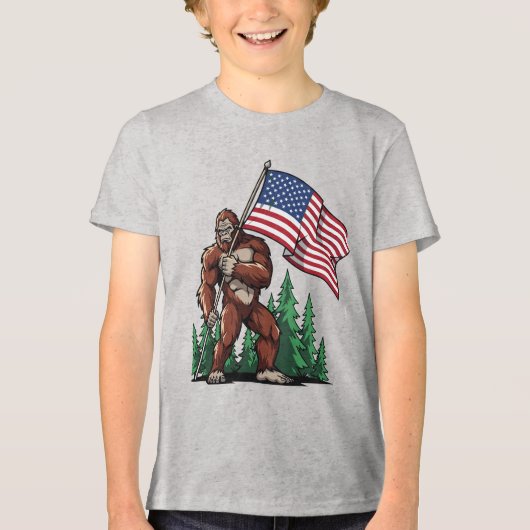 Youth Patriotic American Flag Graphic Celebration  トライブレンドＴシャツ (正面)