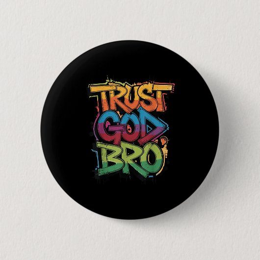 Youth Trust God Bro Funny Christian Boy Son Brothe 缶バッジ (正面)