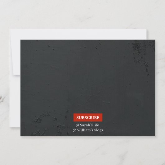 YouTubeをテーマにしたパーソナライズされた結婚式の招待状 招待状 (裏面)